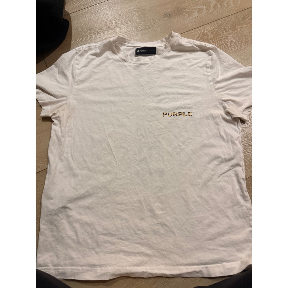 Purple Brand Mens Leopard Logo Graphic T-Shirt White SS2202TOP Small #136